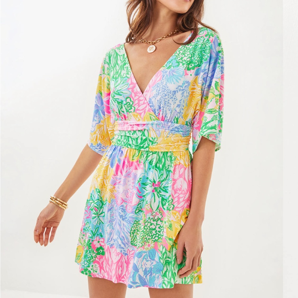 NWT Lilly Pulitzer Parigi Skort Romper multi bright delight patch